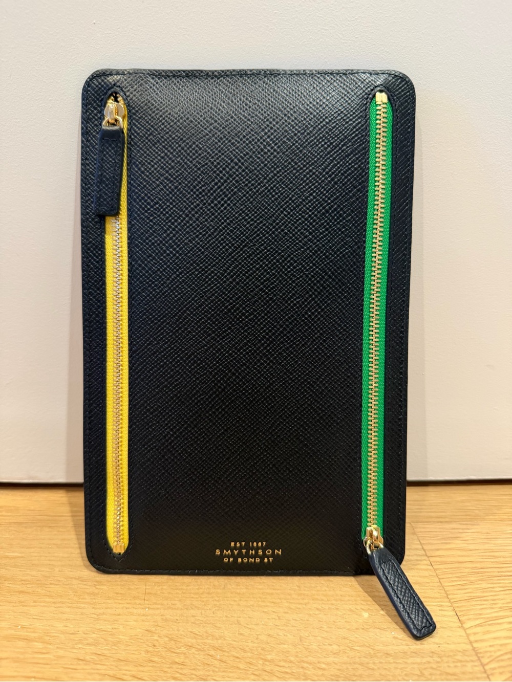 Smythson of Bond Street Multi-Zip Case - Black w/ Multi-Color Zips, Brand New!